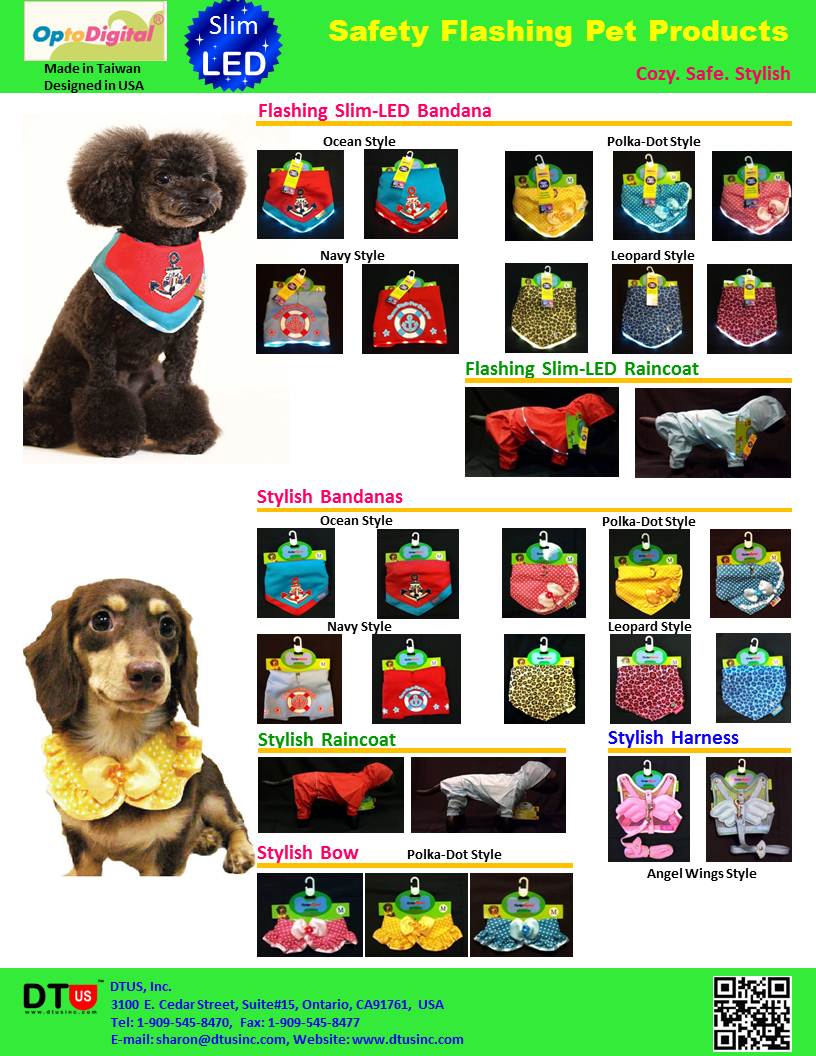 LED Pet Bandannas & LED Pet Raincoat